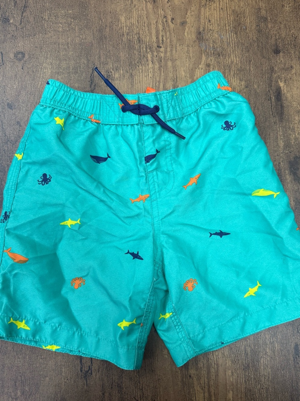 ⭐️5 for $20⭐️ Joe Fresh Turquoise Swim Shorts with Sea Creatures 4 Years